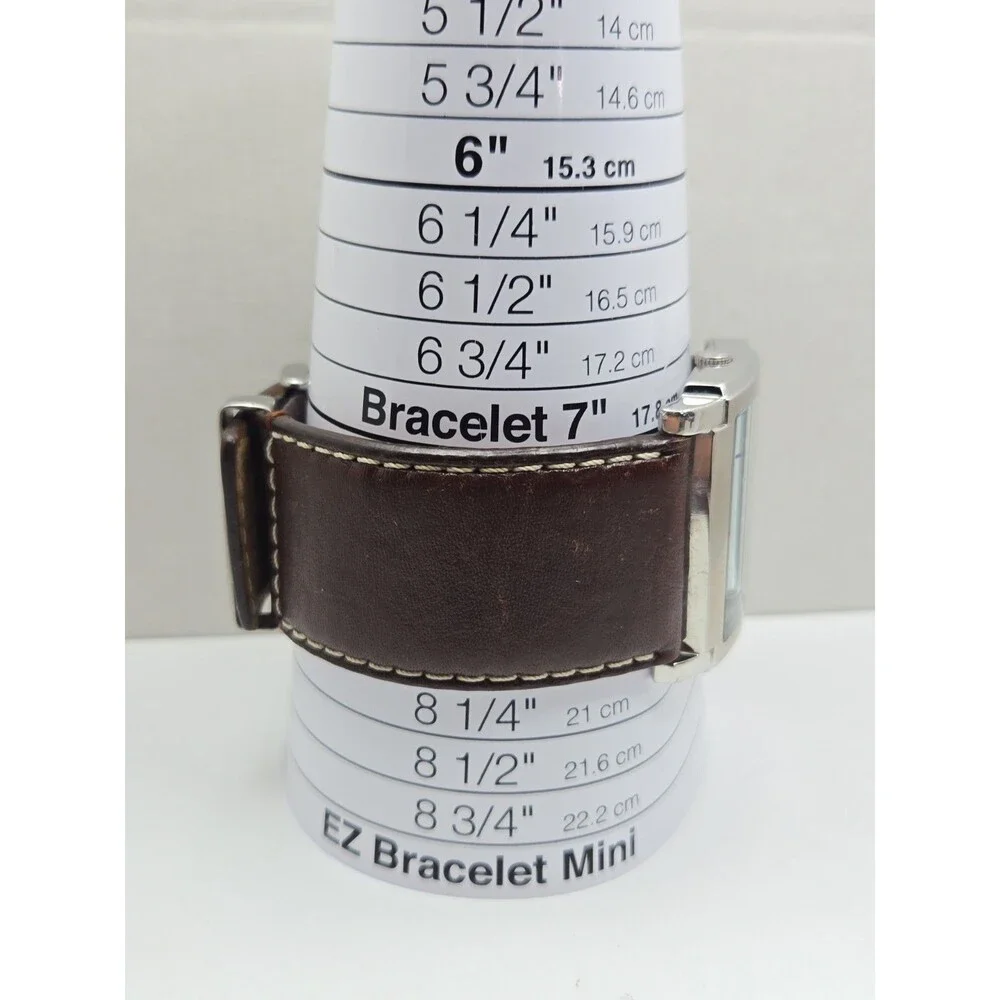 Kenneth Cole Reaction Mens Tank Brown Dial Date Leather Watch New Battery *READ